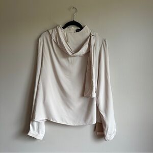 NWT MOTF Shein Silky Draped Neck Long Sleeve Top L